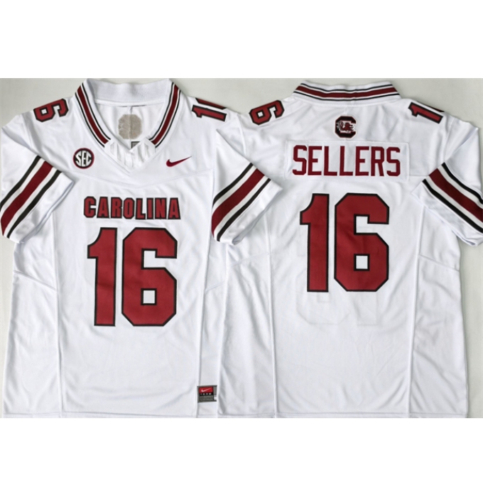 Men's South Carolina Fighting Gamecocks #16 LaNorris Sellers White 2026 F.U.S.E. Stitched Jersey