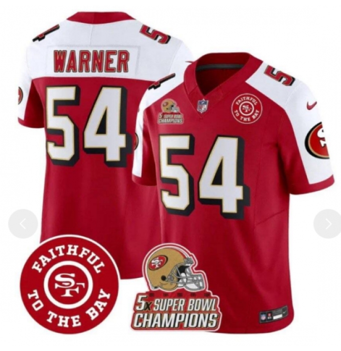 Men's San Francisco 49ers #54 Fred Warner Red F U S E Golden Gate Bridge Alternate Vapor Limited Stitched Football Jersey
