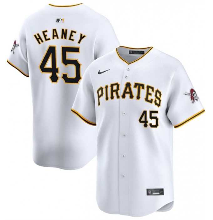 Men's Pittsburgh Pirates #45 Andrew Heaney White 2025 Home Limited Stitched Baseball Jersey