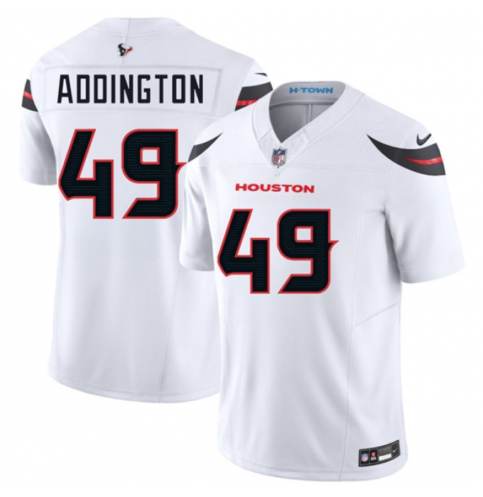 Men's Houston Texans #49 Tucker Addington White 2025 F.U.S.E. Vapor Limited Football Stitched Jersey
