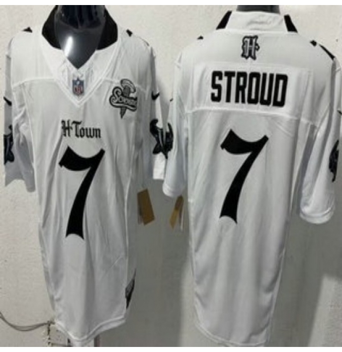 Men's Houston Texans #7 CJ Stroud Limited White Screwstan FUSE Vapor Jersey