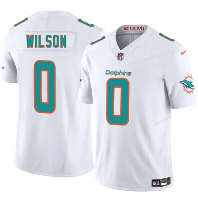 Men's Miami Dolphins #0 Zach Wilson White 2025 Draft F.U.S.E. Vapor Limited Football Stitched Jersey