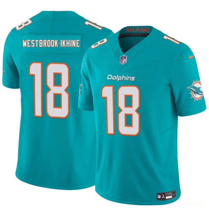 Men's Miami Dolphins #18 Nick Westbrook-Ikhine Aqua 2025 Draft F.U.S.E. Vapor Limited Football Stitched Jersey