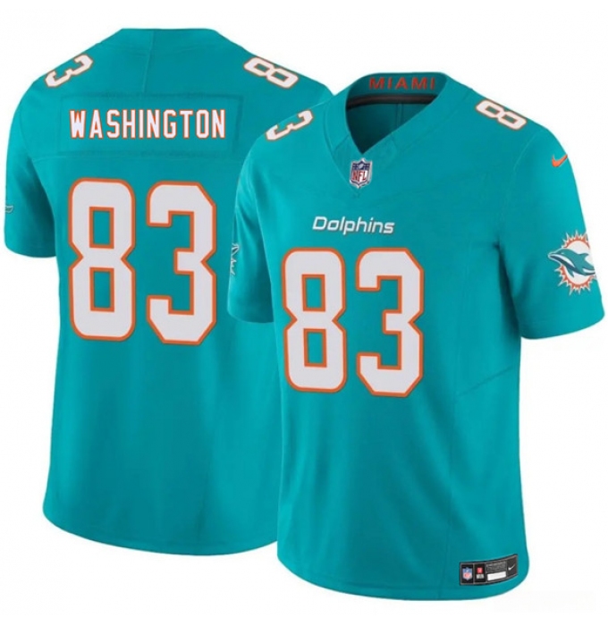 Men's Miami Dolphins #83 Tahj Washington Aqua 2025 Draft F.U.S.E. Vapor Limited Football Stitched Jersey