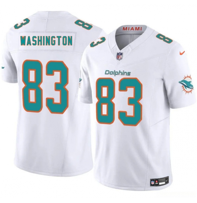 Men's Miami Dolphins #83 Tahj Washington White 2025 Draft F.U.S.E. Vapor Limited Football Stitched Jersey