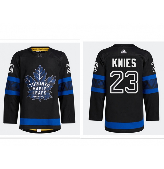 Men's Toronto Maple Leafs adidas #23 Matthew Knies Authentic X Drew House Flipside Alternate Jersey