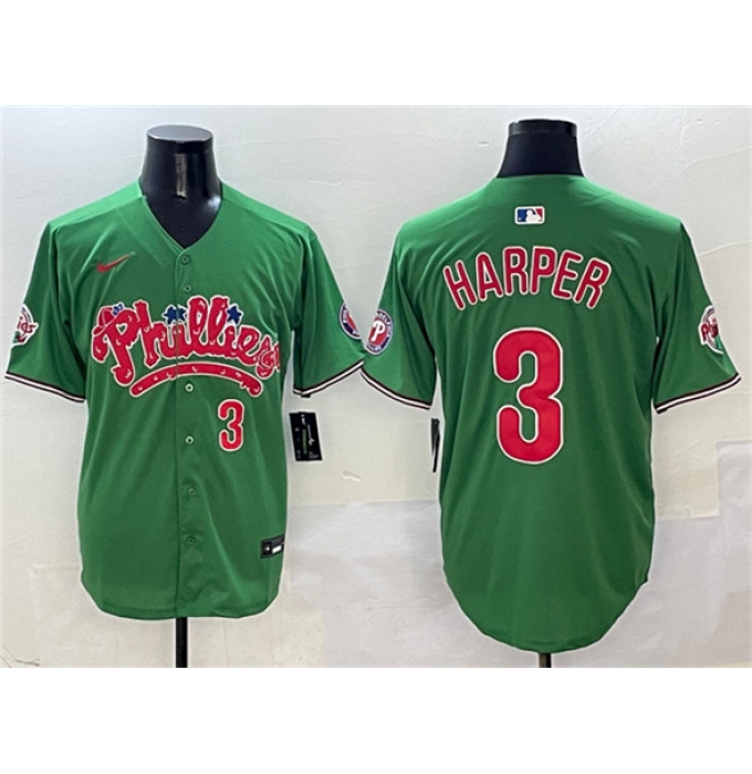 Men's Philadelphia Phillies #3 Bryce Harper Green Phanatic Limited Stitched Jersey