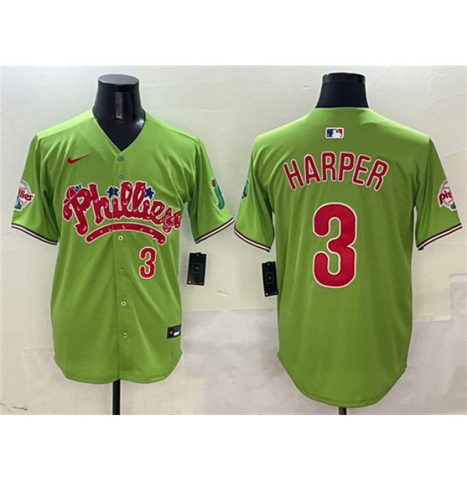 Men's Philadelphia Phillies #3 Bryce Harper Light Green Phanatic Limited Stitched Jersey