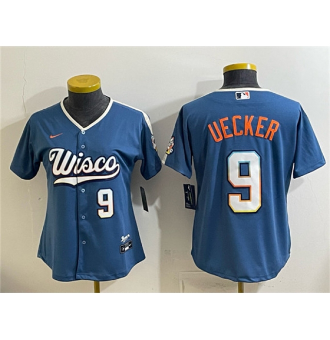 Youth Milwaukee Brewers #9 Bob Uecker Mineral Blue 2026 City Connect Stadium Stitched Baseball Jersey