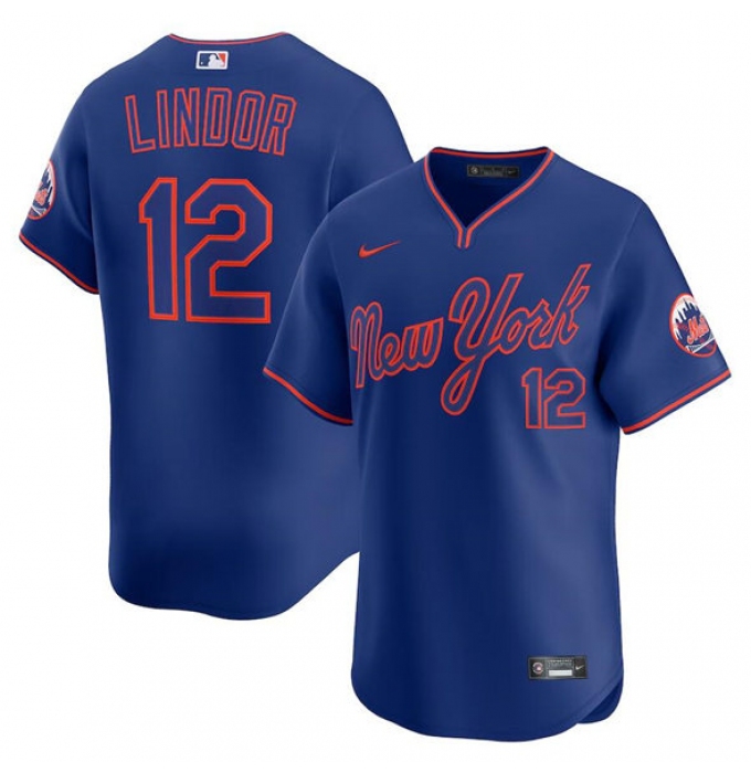 Men's New York Mets #12 Francisco Lindor Royal 2025 Alternate Limited Stitched Baseball Jersey