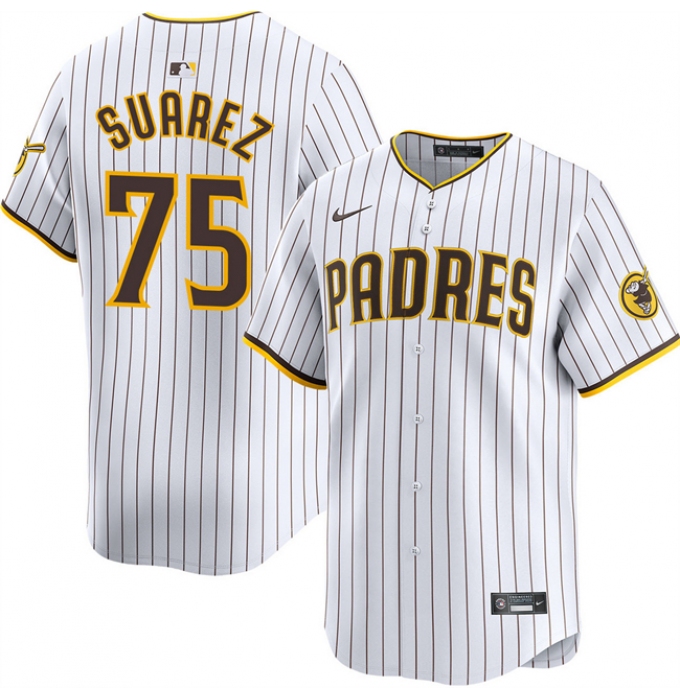 Men's San Diego Padres #75 Robert Suarez White 2024 Home Limited Stitched Baseball Jersey