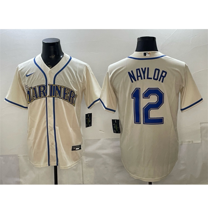 Men's Seattle Mariners #12 Josh Naylor Cream Alternate Stitched Baseball Jersey