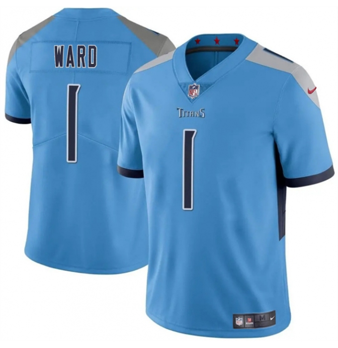 Men's Tennessee Titans #1 Cameron Ward Blue 2025 Draft Vapor Untouchable Football Stitched Jersey