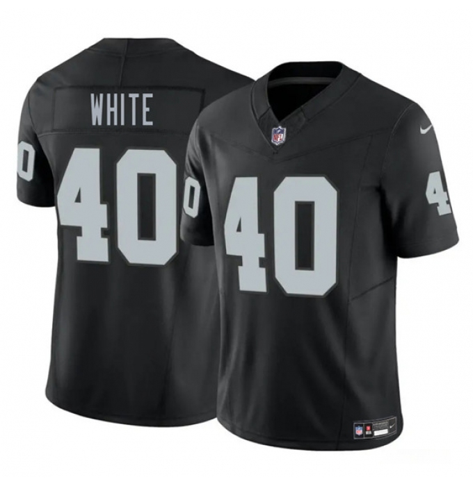 Men's Las Vegas Raiders #40 Devin White Black 2025 F.U.S.E. Vapor Football Stitched Jersey