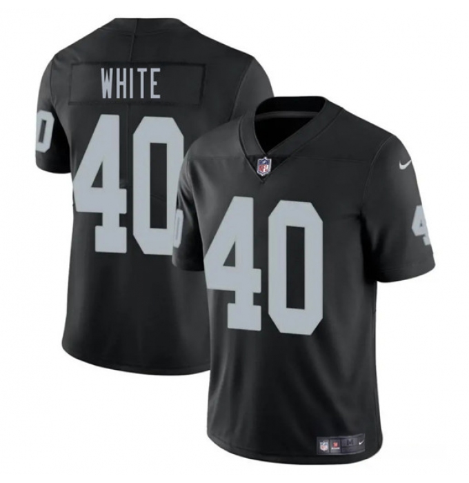 Men's Las Vegas Raiders #40 Devin White Black 2025 Vapor Football Stitched Jersey