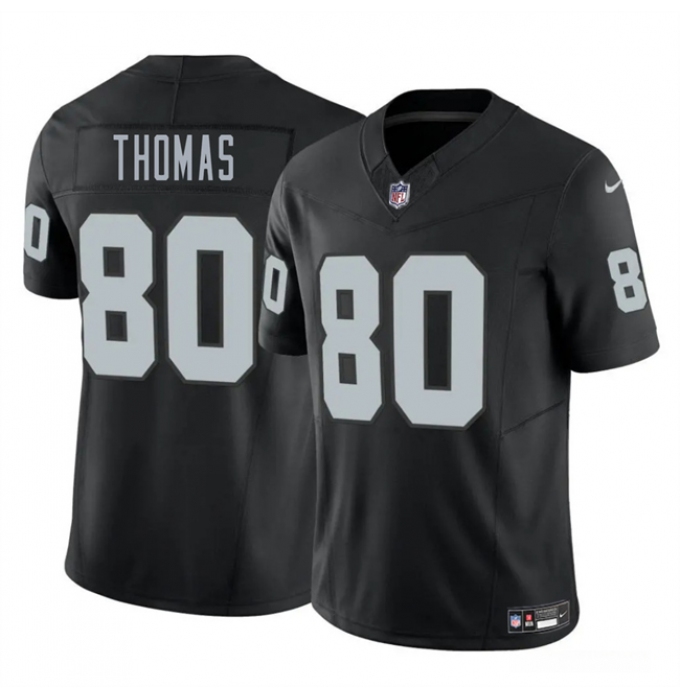 Men's Las Vegas Raiders #80 Ian Thomas Black 2025 F.U.S.E. Vapor Football Stitched Jersey