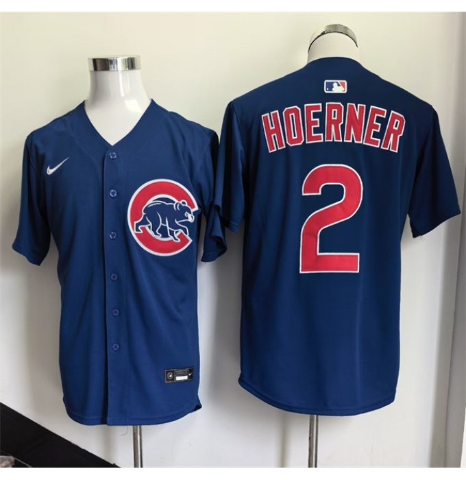 Men's Chicago Cubs #2 Nico Hoerner Blue 2026 Limited Stitched Baseball Jersey