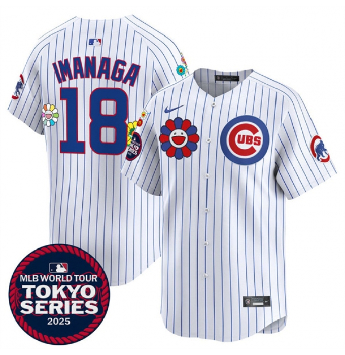 Men's Chicago Cubs #18 Shōta Imanaga White 2025 Tokyo Series Limited Stitched Baseball Jersey