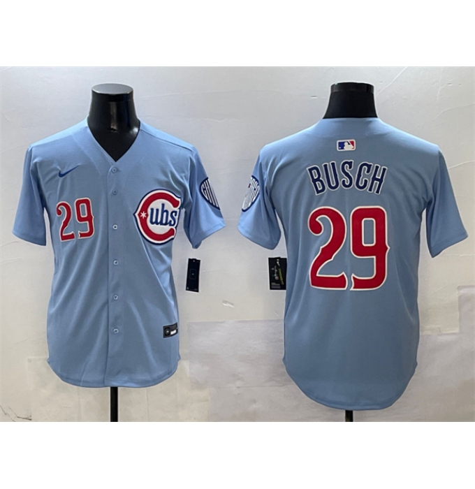 Men's Chicago Cubs #29 Michael Busch Blue 2024-25 2nd Alternate Limited Stitched Baseball Jersey