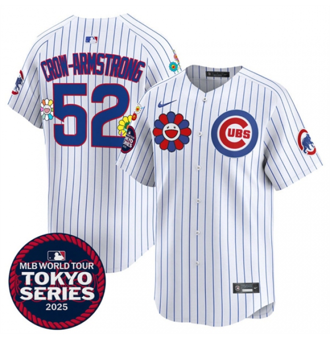 Men's Chicago Cubs #52 Pete Crow-Armstrong White 2025 Tokyo Series Limited Stitched Baseball Jersey