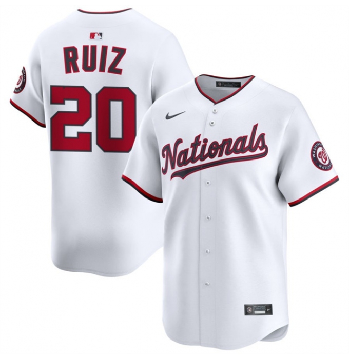 Men's Washington Nationals #20 Keibert Ruiz White 2025 Home Limited Stitched Baseball Jersey