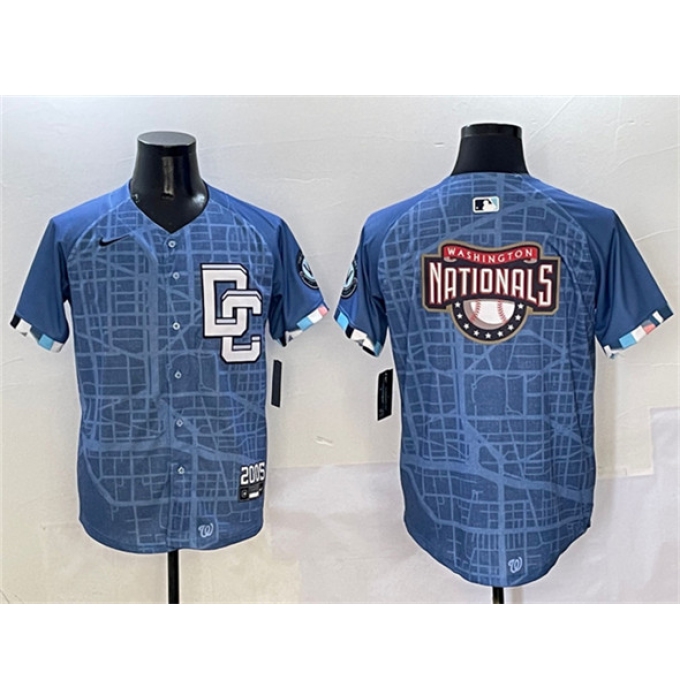 Men's Washington Nationals Team Big Logo Blue 2025 City Connect Limited Stitched Baseball Jersey