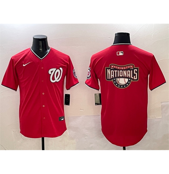 Men's Washington Nationals Team Big Logo Red Limited Stitched Baseball Jersey