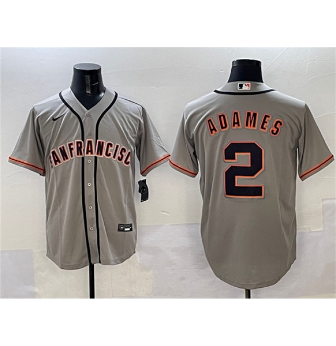 Men's San Francisco Giants #2 Willy Adames Gray Cool Base Stitched Baseball Jersey
