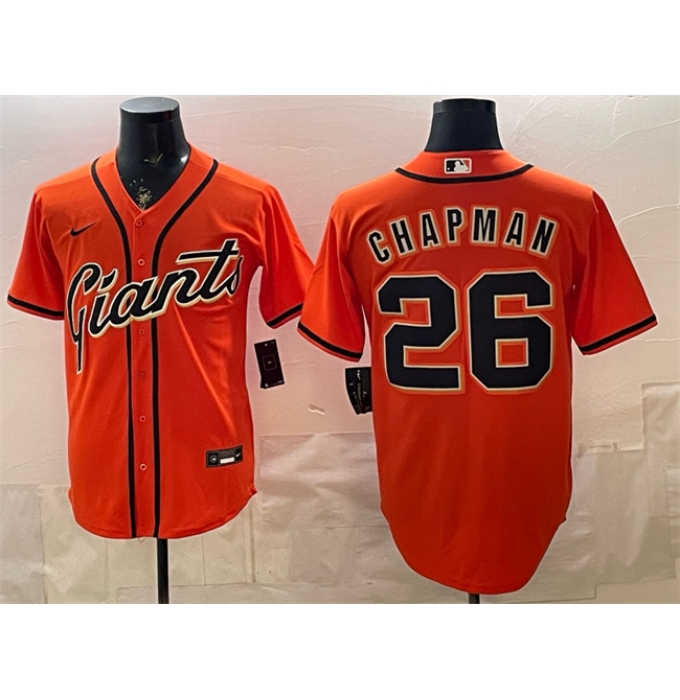 Men's San Francisco Giants #26 Matt Chapman Orange Cool Base Stitched Baseball Jersey