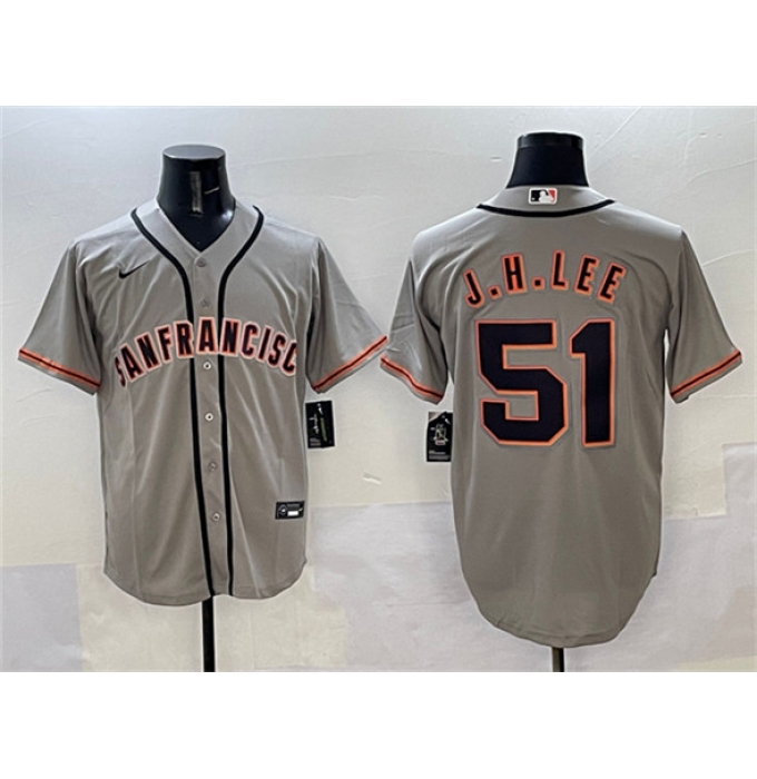 Men's San Francisco Giants #51 Jung Hoo Lee Gray Cool Base Stitched Baseball Jersey