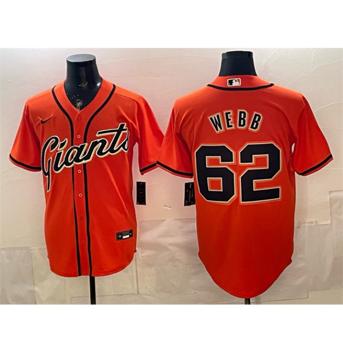 Men's San Francisco Giants #62 Logan Webb Orange Cool Base Stitched Baseball Jersey