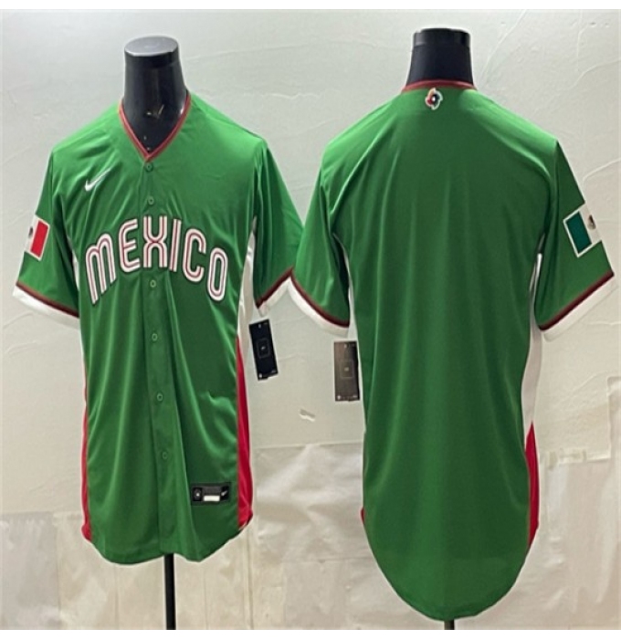 Men's Mexico Baseball Blank Green 2026 World Baseball Classic Home Stadium Stitched Jersey
