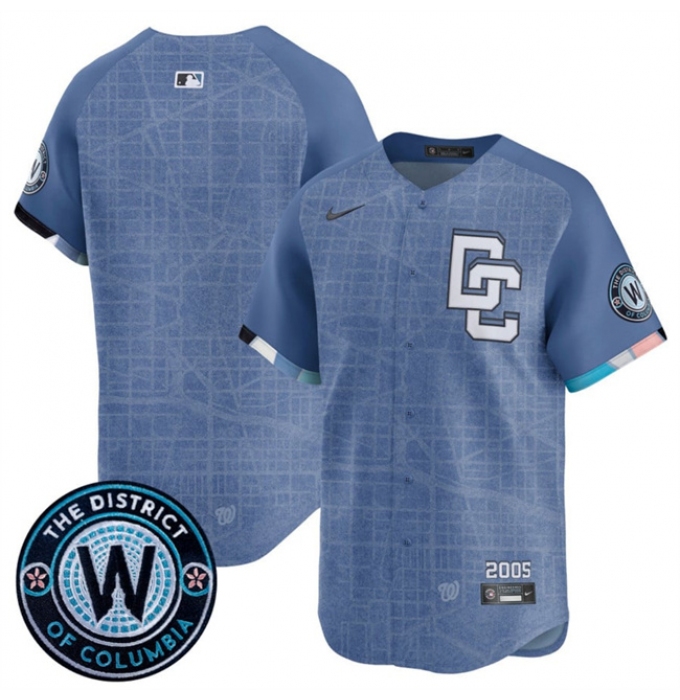 Men's Washington Nationals Blank Blue 2025 City Connect Limited Stitched Baseball Jersey