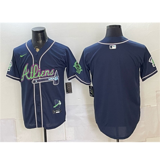 Men's Atlanta Braves Blank Navy Galaxy With Outkast Vapor Limited Stitched Baseball Jersey