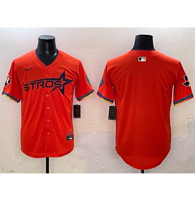 Men's Houston Astros Blank Orange 2025 City Connect With Texas Limited Stitched Baseball Jersey