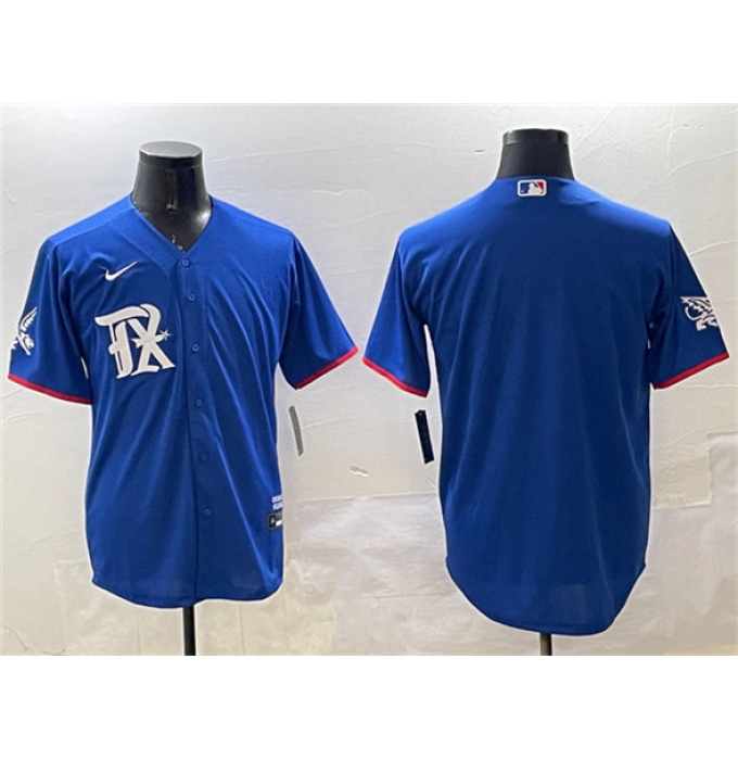 Men's Texas Rangers Blank Royal City Connect Stitched Baseball Jersey
