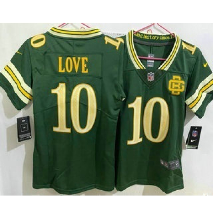 Women's Green Bay Packers #10 Jordan Love Green 2026 Vapor Rivalries Collection Limited Stitched Jersey