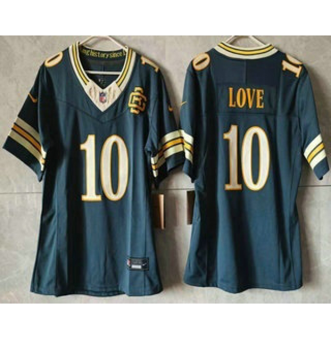 Women's Green Bay Packers #10 Jordan Love Pink With Cool Base Stitched Baseball Jersey