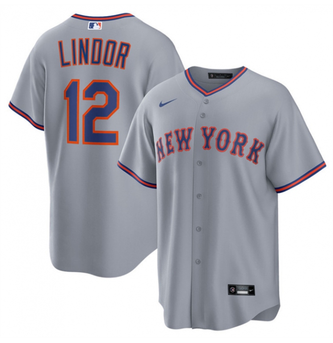 Men's New York Mets #12 Francisco Lindor Gray 2025 Limited Stitched Baseball Jersey