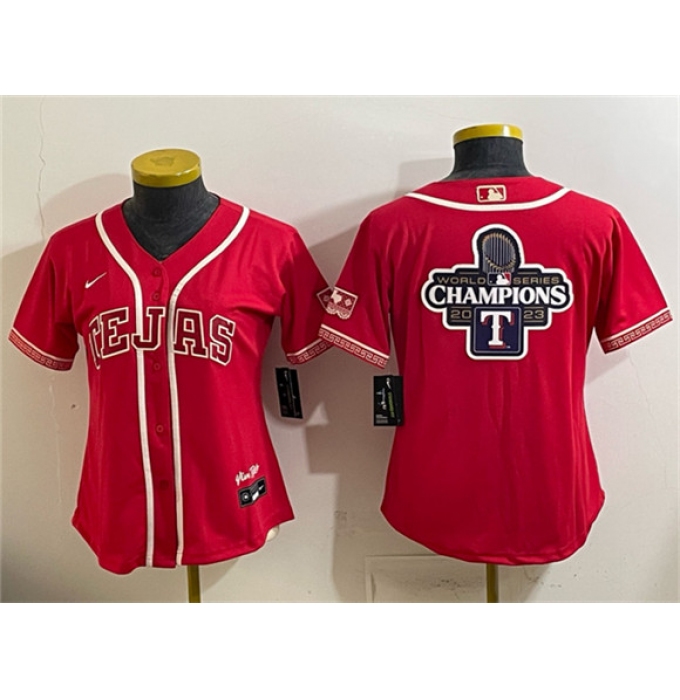 Women's Texas Rangers Team Big Logo Red 2026 City Connect Stadium Stitched Baseball Jersey(Run Small)