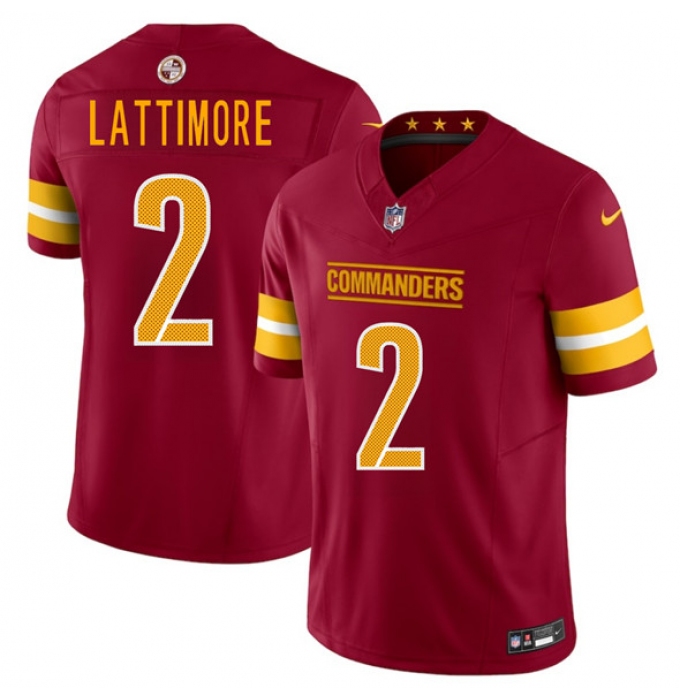 Men's Washington Commanders #2 Marshon Lattimore Burgundy 2025 F.U.S.E. Vapor Limited Football Stitched Jersey