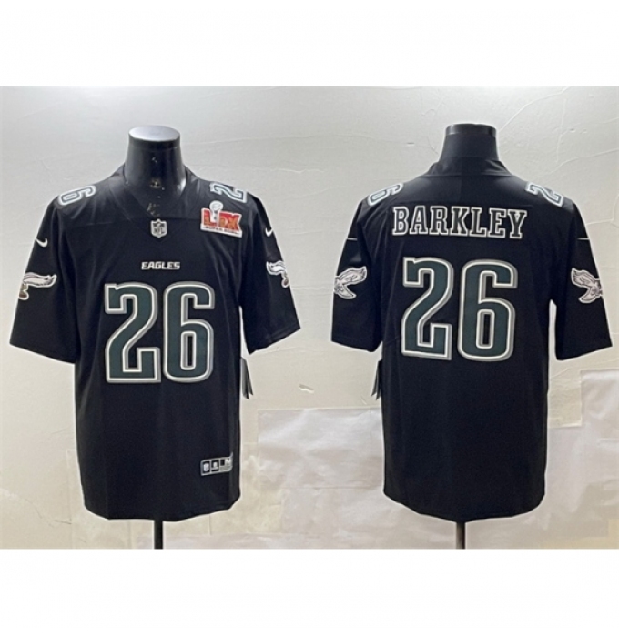 Men's Philadelphia Eagles #26 Saquon Barkley Black 2025 Super Bowl LIX Fashion Vapor Untouchable Limited Stitched Football Jersey