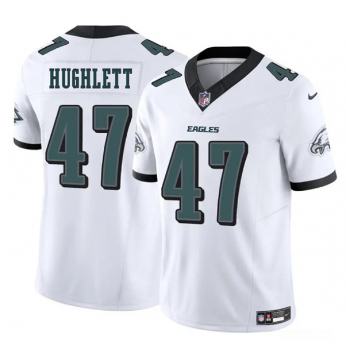 Men's Philadelphia Eagles #47 Charley Hughlett White 2025 New F.U.S.E. Vapor Untouchable Limited Football Stitched Jersey
