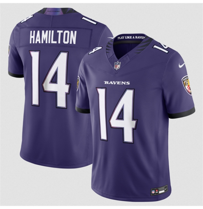 Men's Baltimore Ravens #14 Kyle Hamilton Purple 2026 F.U.S.E Vapor Stitched Limited Football Jersey