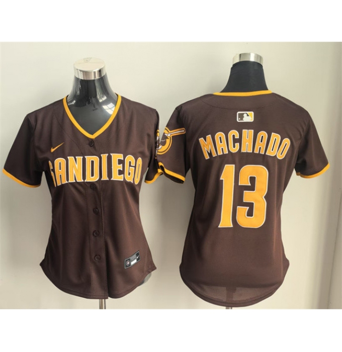 Women's San Diego Padres #13 Manny Machado Brown Limited Stitched Baseball Jersey(Run Small)