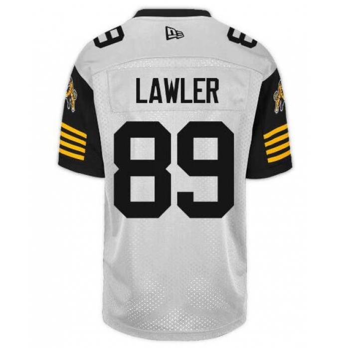 CFL Hamilton tiger cats #89 LAWLER Crested Away White Jersey