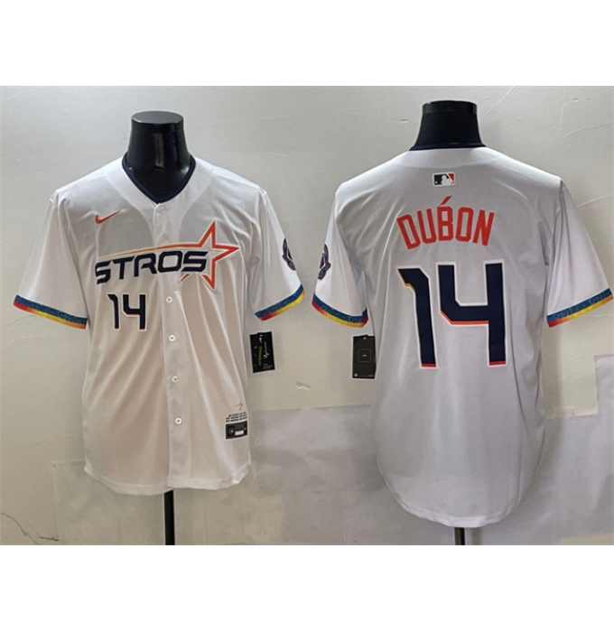 Men's Houston Astros #14 Mauricio Dubón White 2025 City Connect Limited Stitched Baseball Jersey