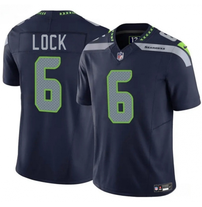 Men's Seattle Seahawks #6 Drew Lock Navy 2025 F.U.S.E. Vapor Limited Football Stitched Jersey