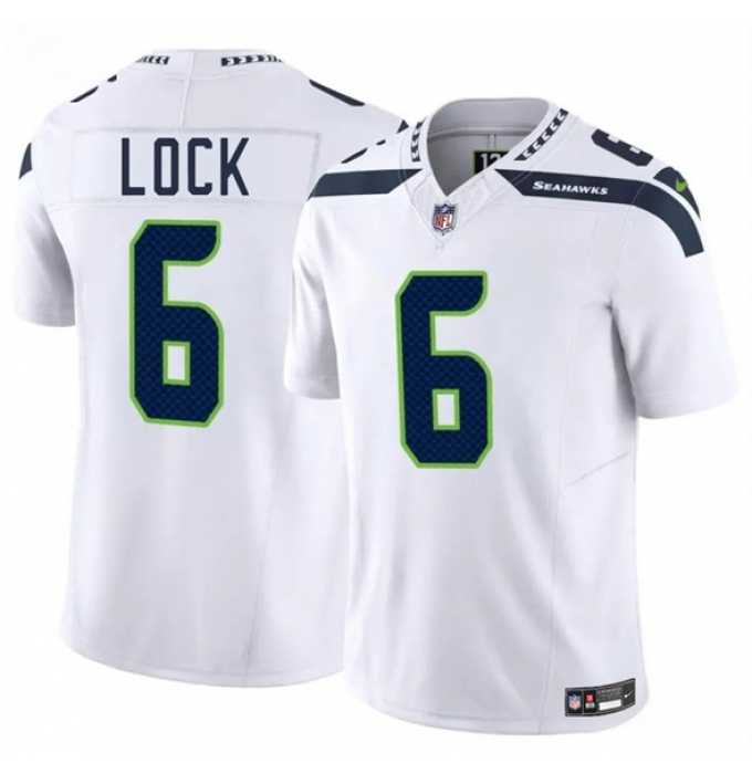 Men's Seattle Seahawks #6 Drew Lock White 2025 F.U.S.E. Vapor Limited Football Stitched Jersey