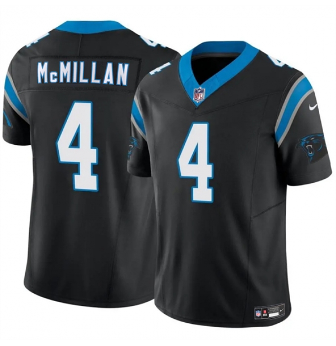 Men's Carolina Panthers #4 Tetairoa McMillan Black 2025 Draft F.U.S.E. Vapor Limited Football Stitched Jersey